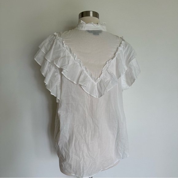 NWOT Veronica Beard Jaliyah Ruffle Top White Cotton Sz XL - Picture 10 of 10